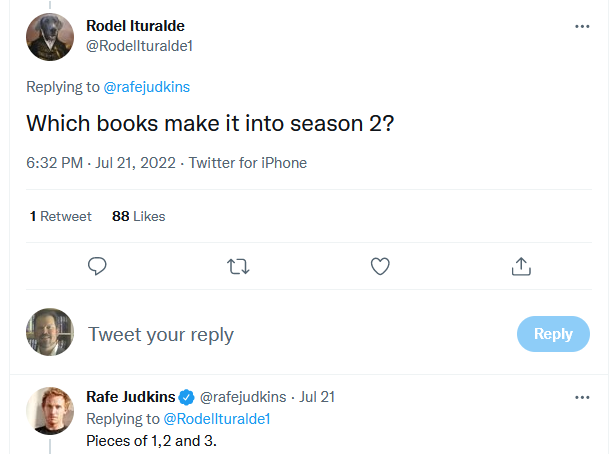 Q: Which books make it into season 2? A: Pieces of 1,2 and 3.